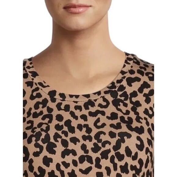 Time and Tru Women’s Maternity Ruched Dress Short Sleeve-LEOPARD Large 12/14 - Picture 4 of 9